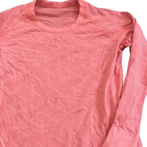 Lululemon Swiftly Tech Long Sleeve Top Coral Pink Seamless Running Shirt Size ~8